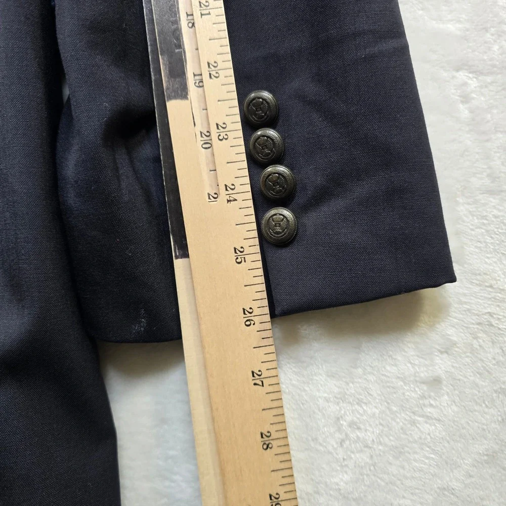 JoS‎ A Bank Wool Blazer Mens 50R Navy Blue Metal Gold Crest Buttons Sport Coat